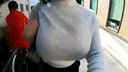【Exposure】Colossal breasts sister taking a selfie while emphasizing her nipples with knitwear